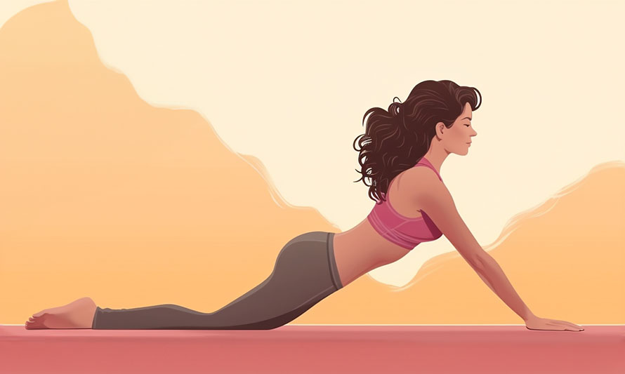 Ilustração de mulher fazendo postura de yoga 