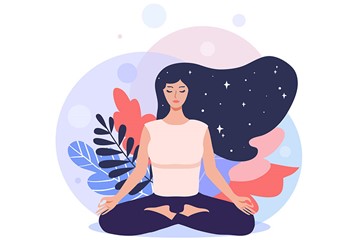 desenho de uma menina meditando